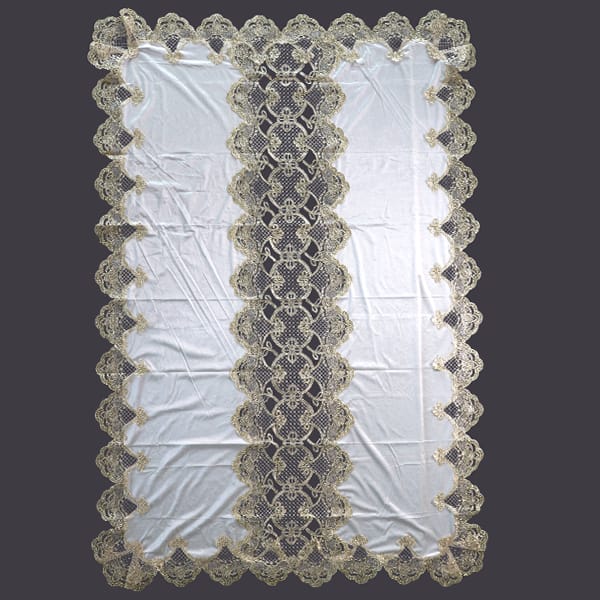 Lace Tablecloth White Gold 150x210cm