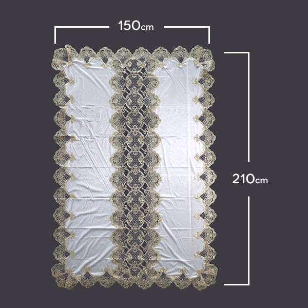 Lace Tablecloth White Gold 150x210cm