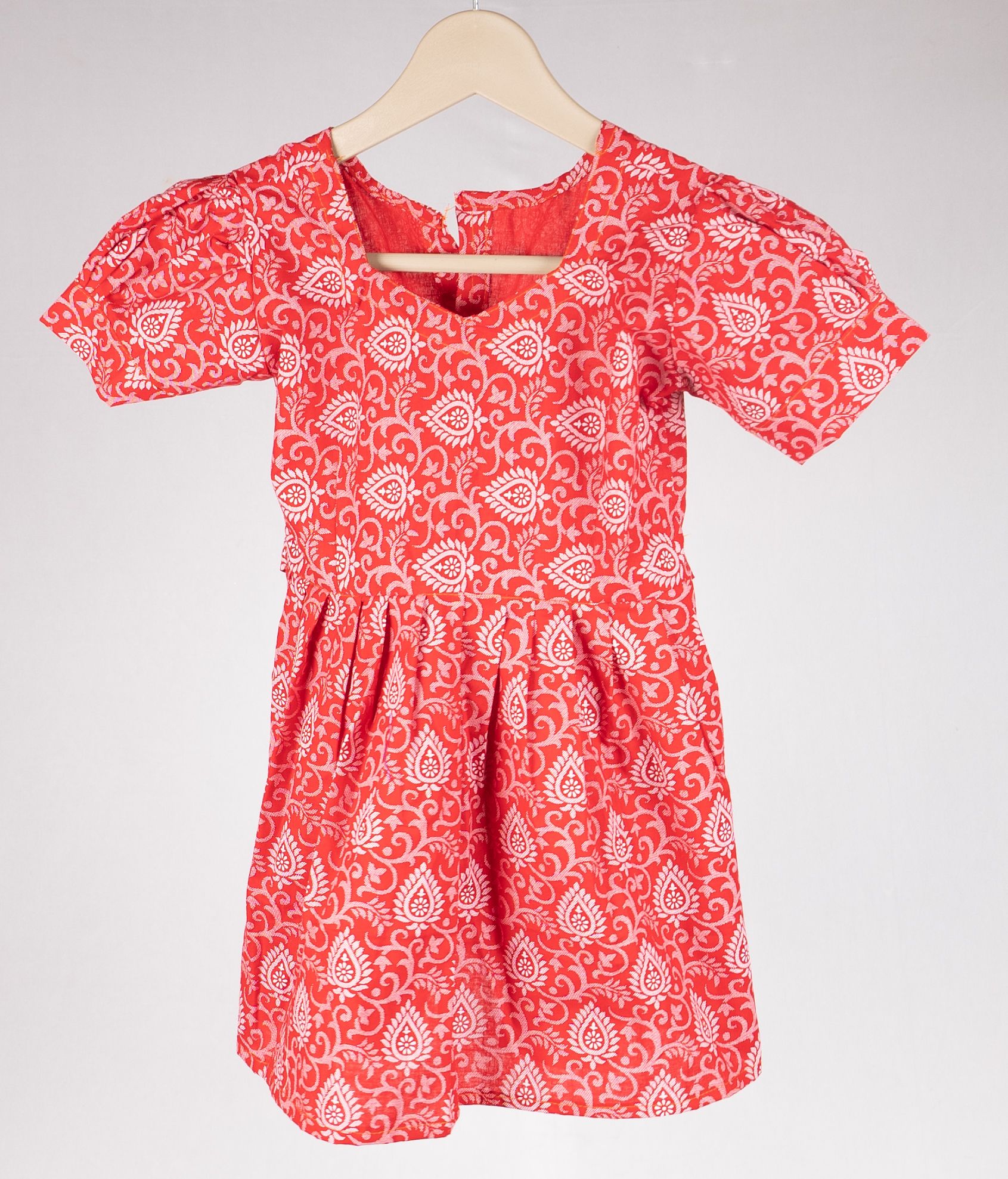 Girls' Red & White Floral Dress
