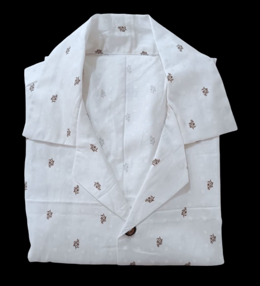 Women's White Floral Cotton Shirt