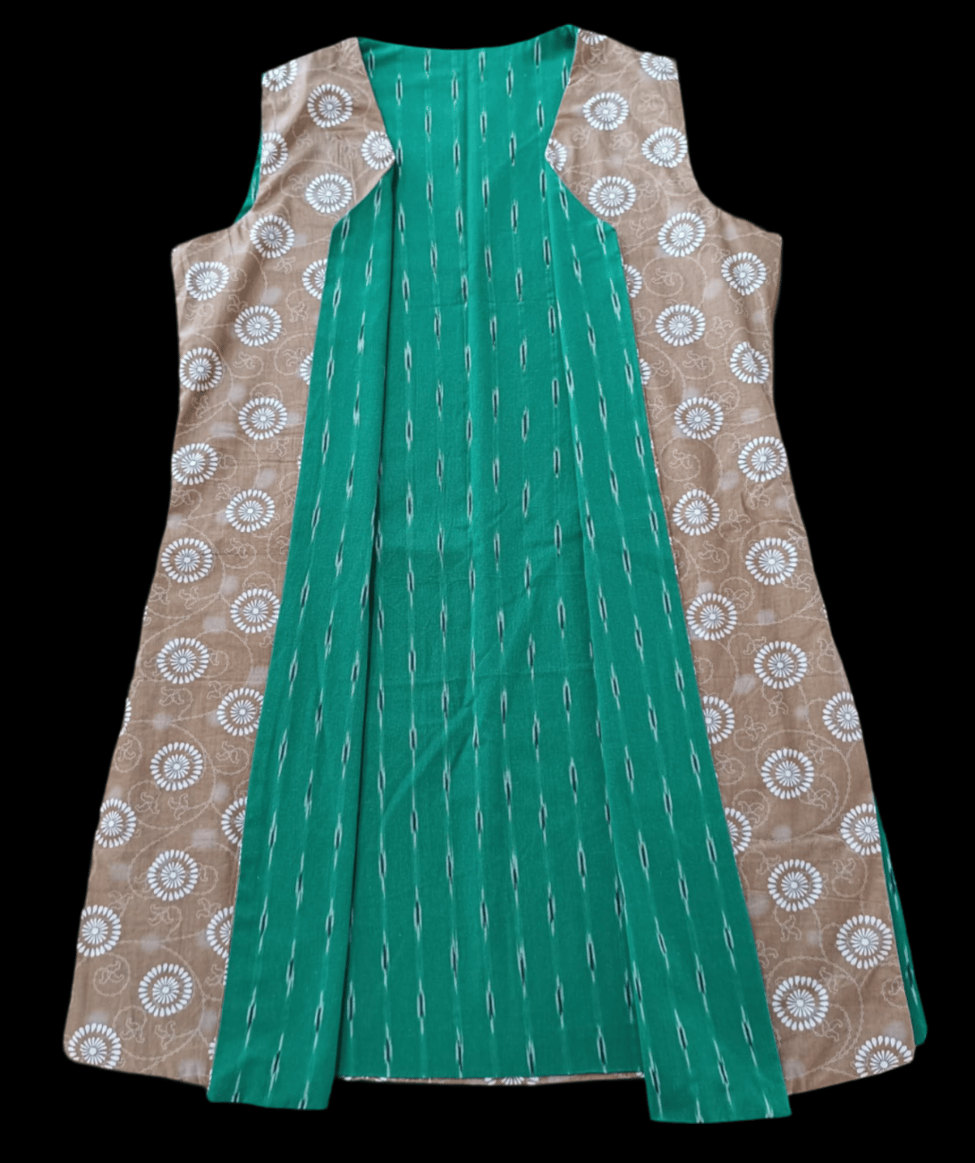 Sleeveless Green Cotton 2-in-1 Women's Jacket