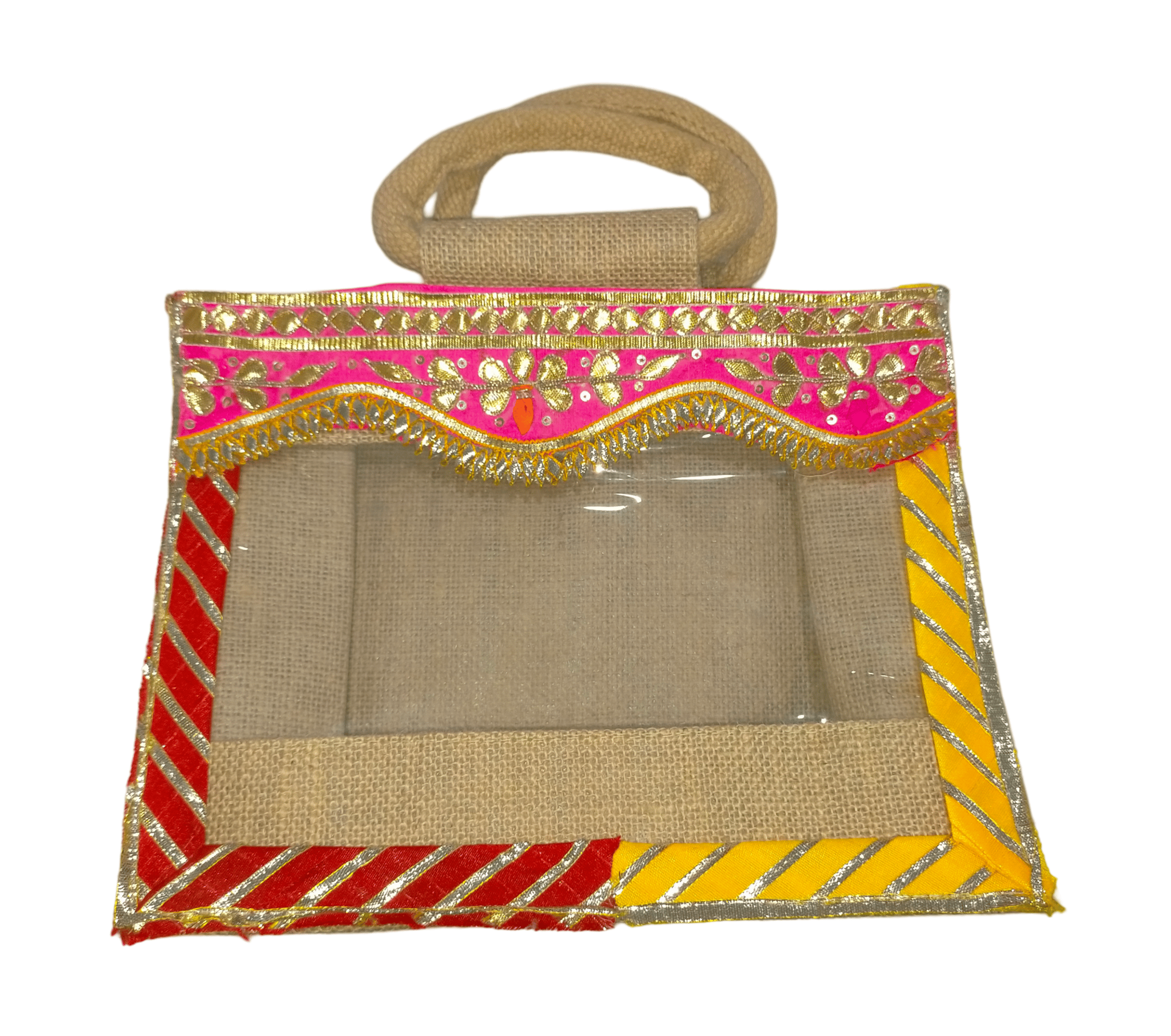 Embroidered Jute Potli Bag