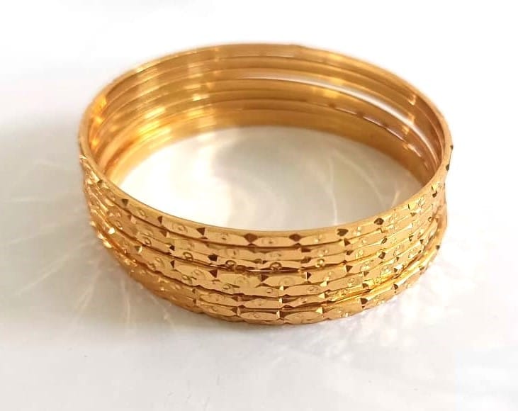 Gold Plated Bangles Set of 6 Traditional Indian Wedding Bangles for Women and Girls