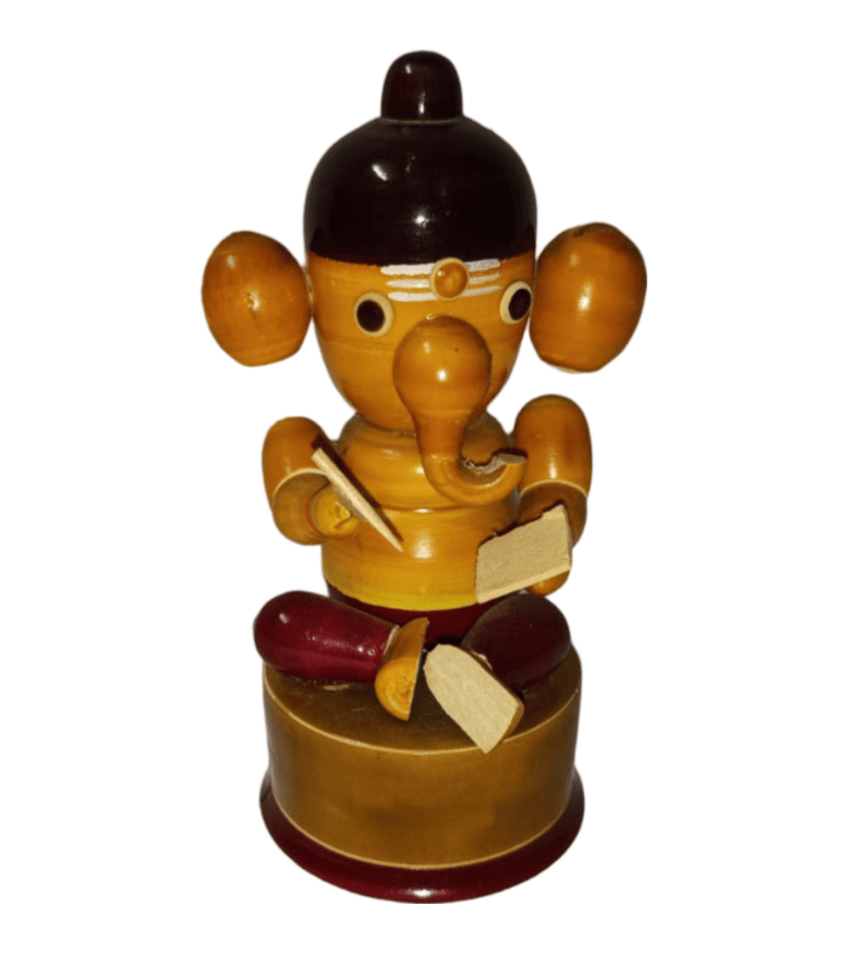 Wooden Hand Carved Lord Ganesha Sculpture