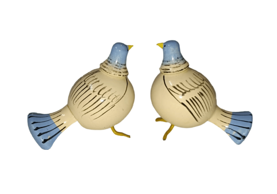 A Pair of Hand-Painted Wooden Love Birds Figurines