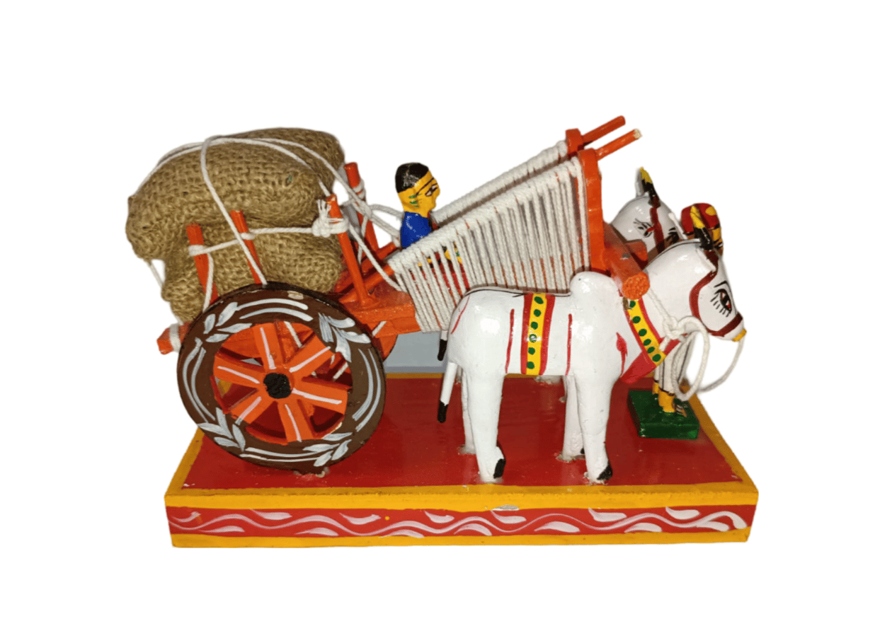 Wooden Ox Cart Showpiece