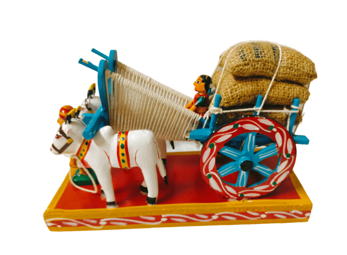 Handcrafted Wooden Bullock Cart Showpiece