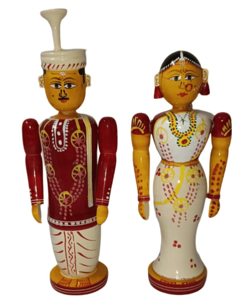 Wooden Indian Couple Bobblehead Dolls