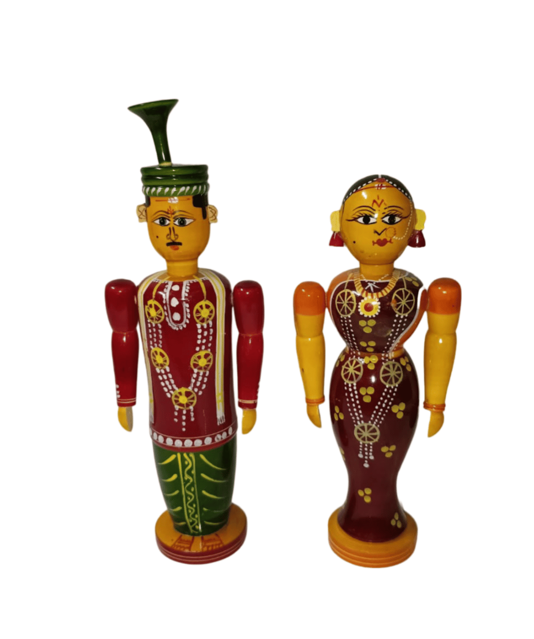 Handmade Wooden Indian Couple Figurines