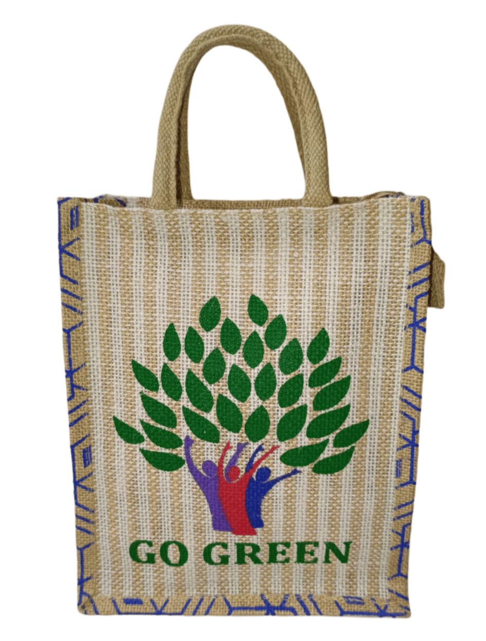 Go Green Jute Bag Blue Colour (Small)