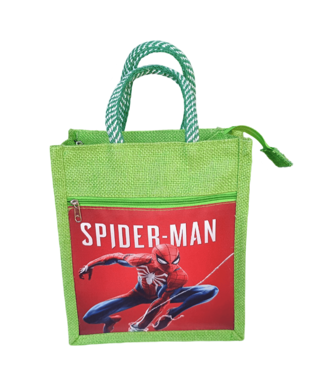 Spider-Man Design Green Colour Lunch Bag