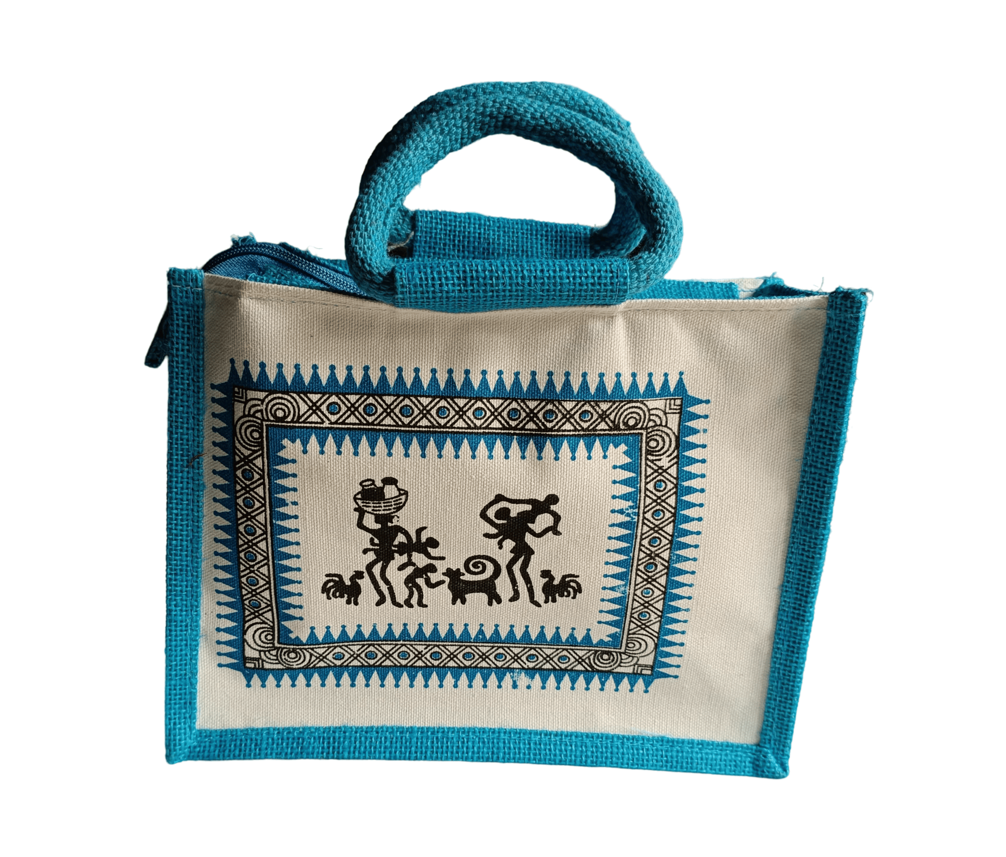Handcrafted Jute Tote Bag with Warli Painting - Eco-Friendly & Reusable