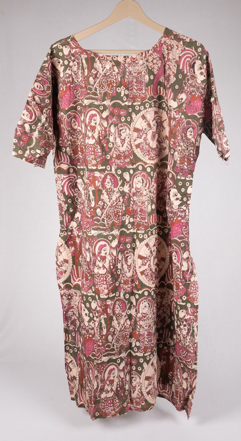 Kalamkari Cotton Long Kurti With 3/4th Sleeves