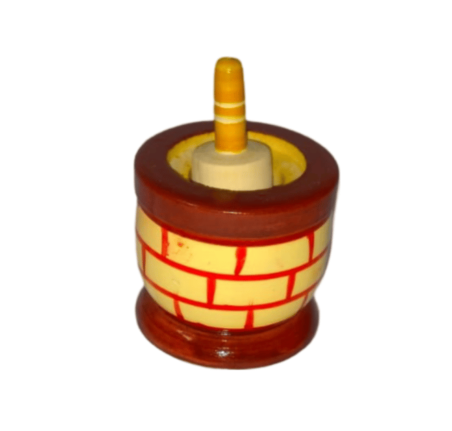 Wooden Hand-Crafted Spinning Top Toy with Traditional Indian Design