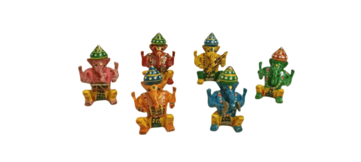 Colorful Wooden Ganesh Idols
