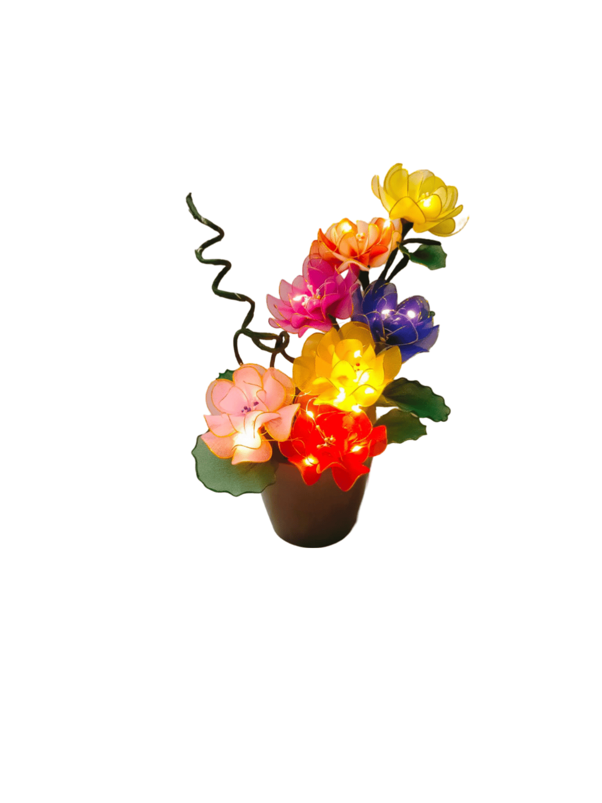 Handmade Brown Pot Rose Multicolor Flowers