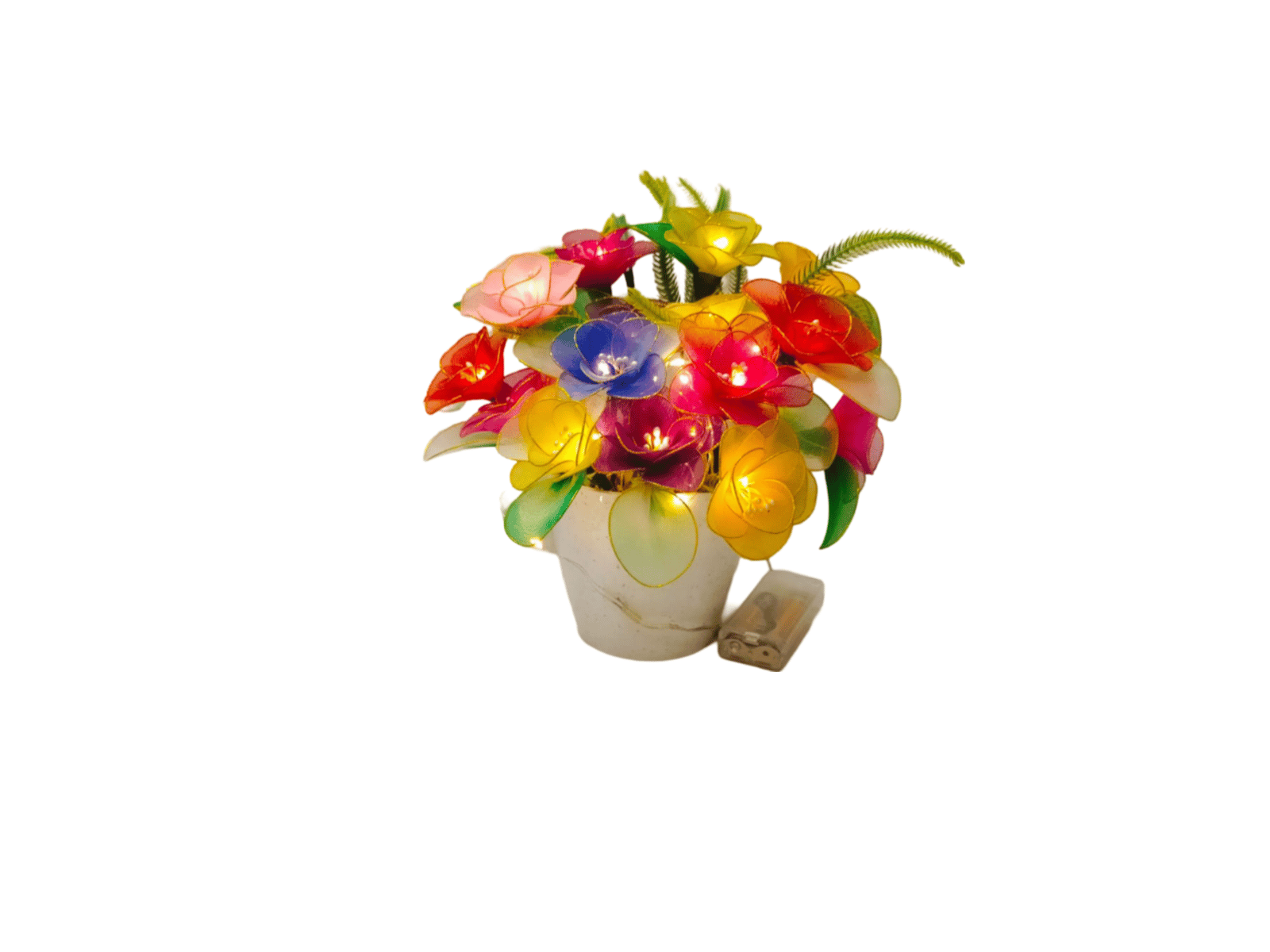 Handmade Nylon Stocking Flowers with Lighted Pot