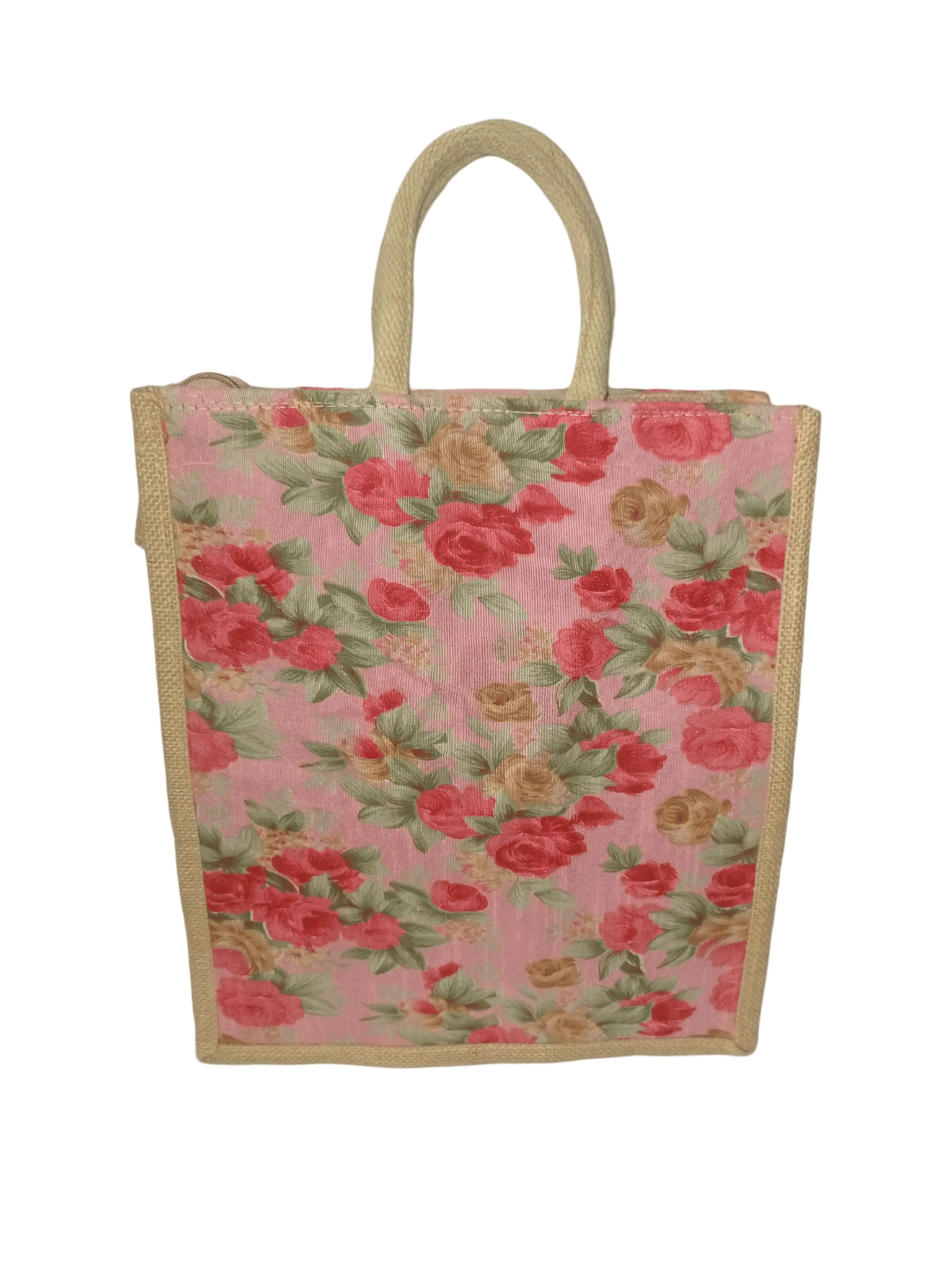 Floral Print Jute Tote Bag (Medium)