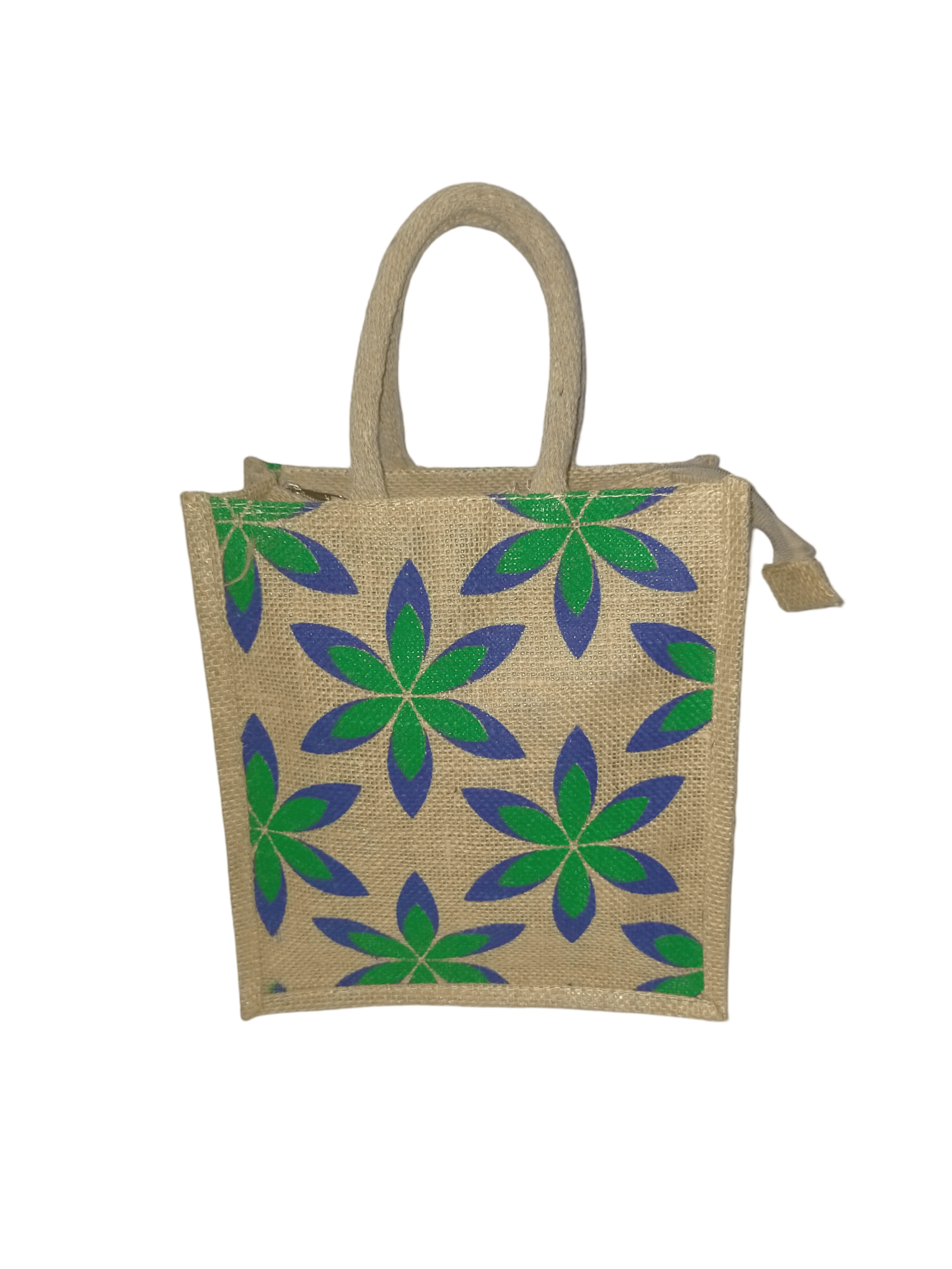 Jute Lunch Bag with Floral Print