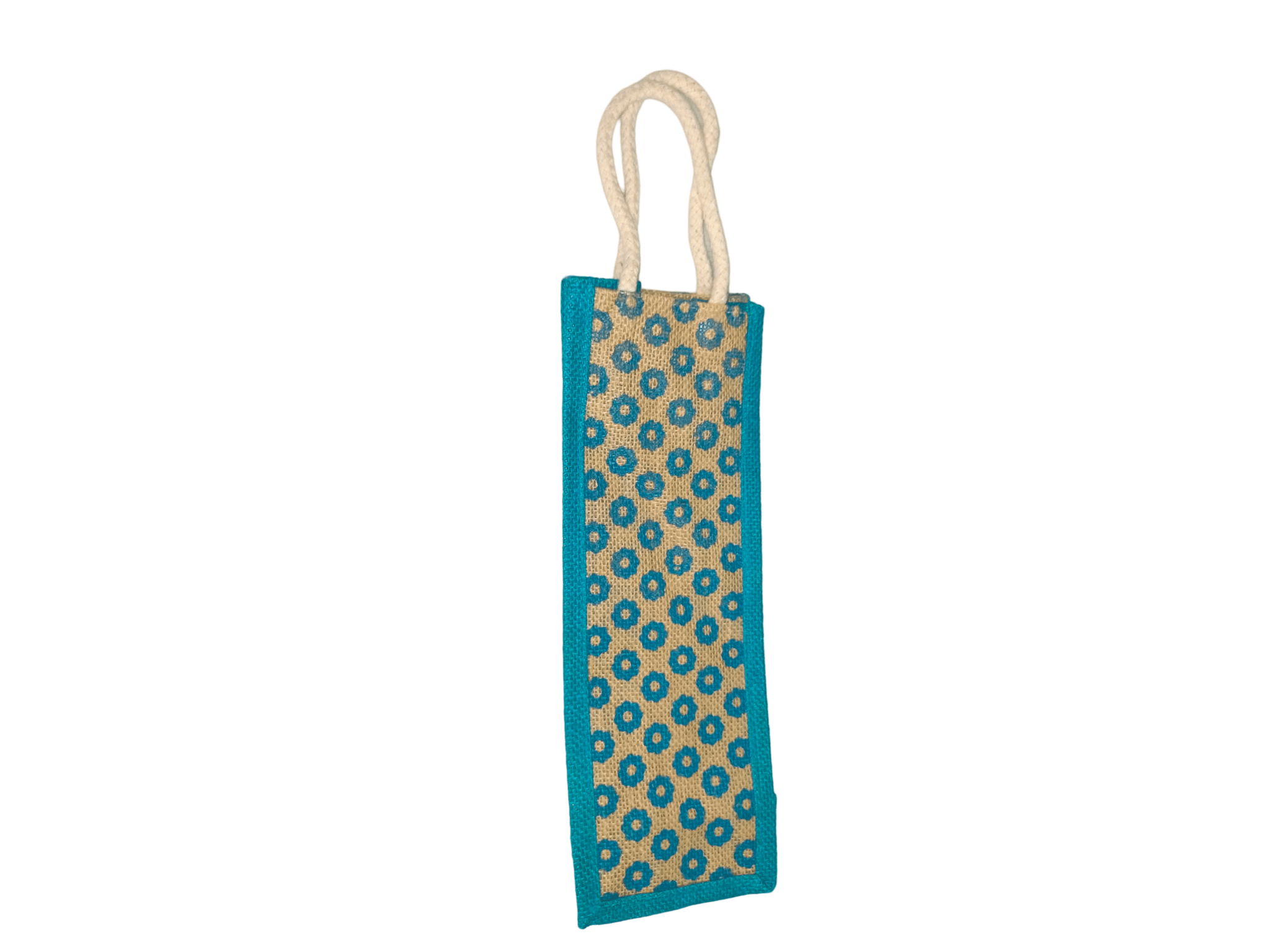 Blue Jute Water Bottle Bag