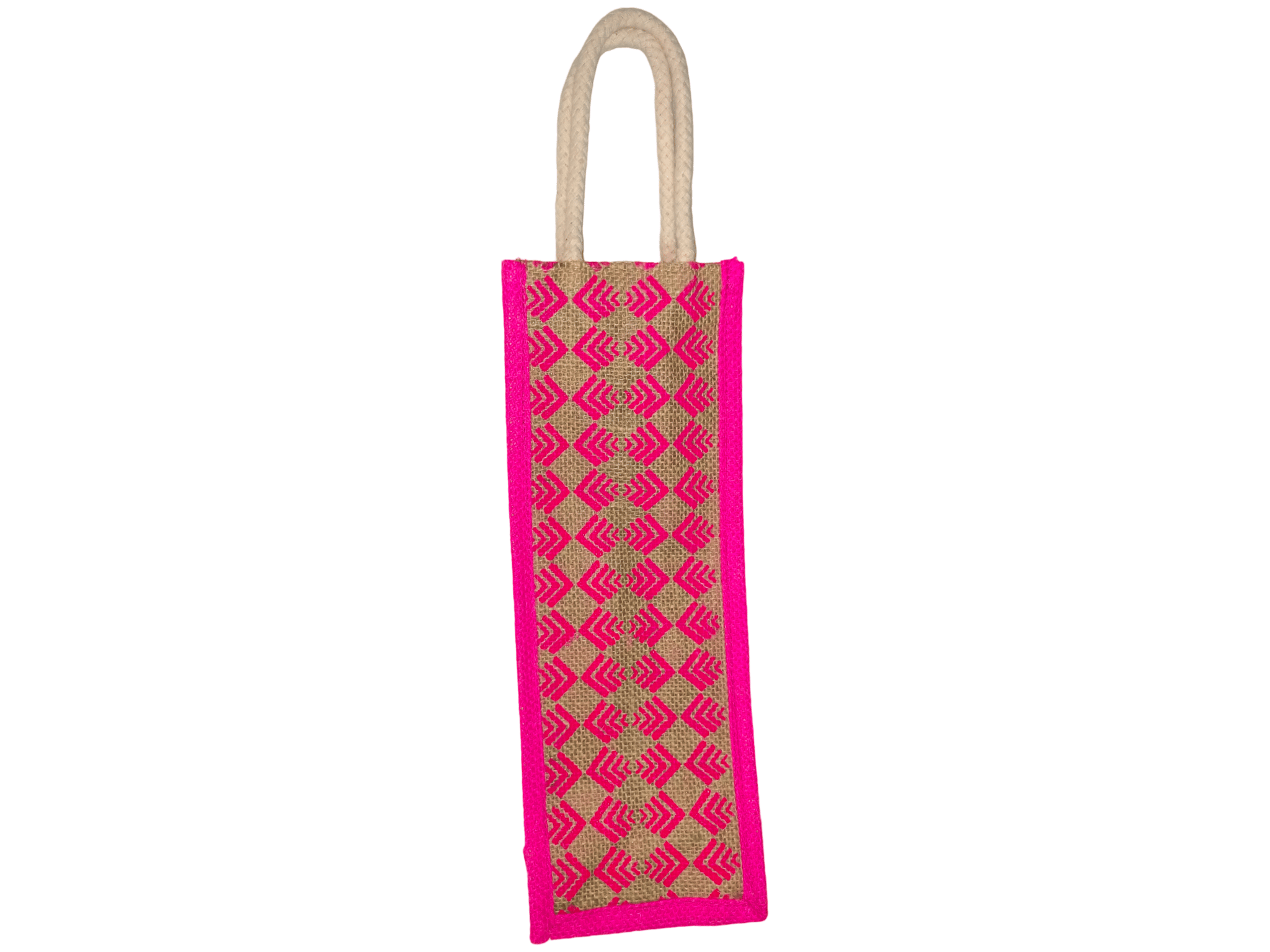 Chic Pink Jute Water Bottle Bag