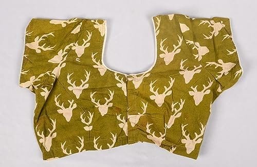 Green Cotton Blouse with Deer Motif