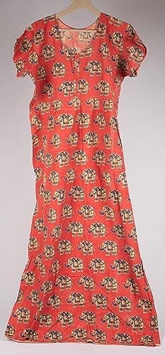 Kalamkari Cotton Nighty - Orange