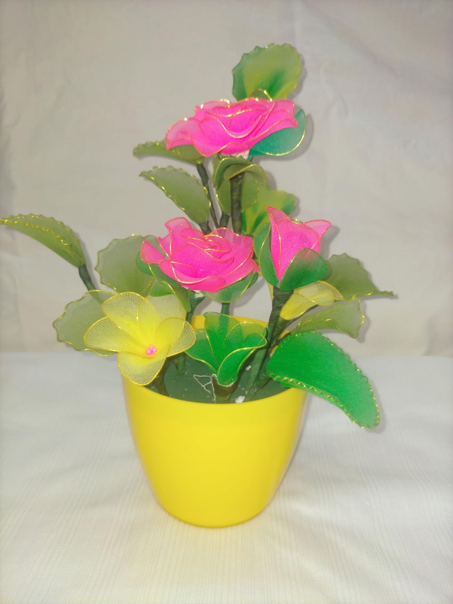 Pink Rose Stocking Flowers with Pot