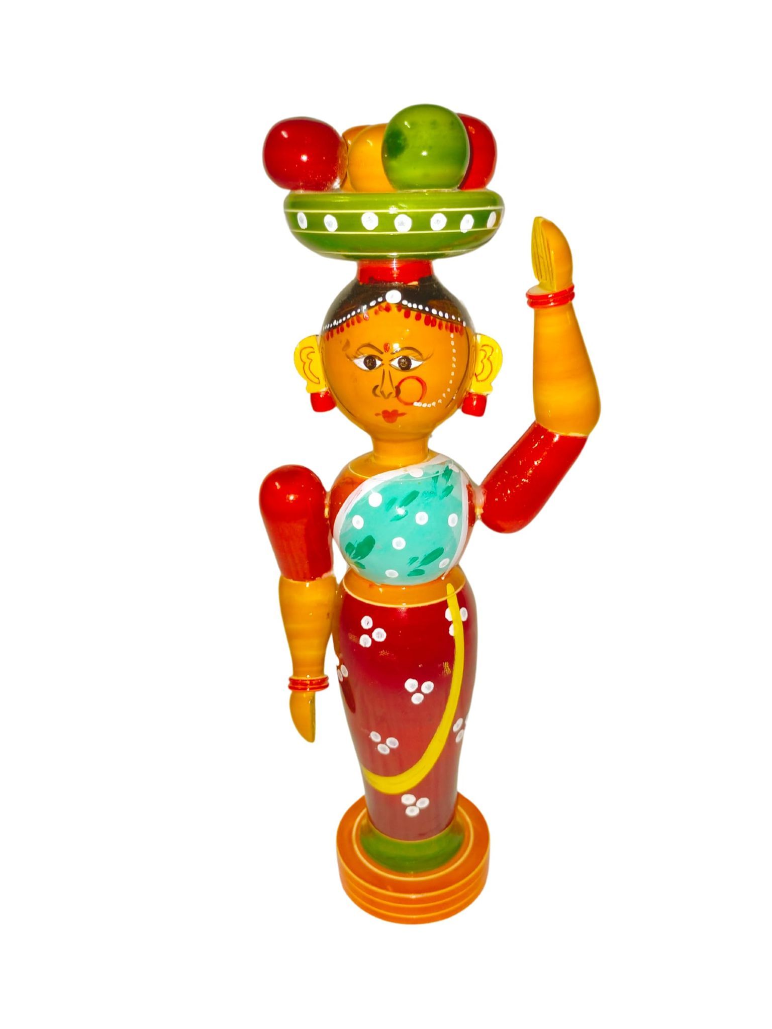 Wooden Lady with Fruit Basket