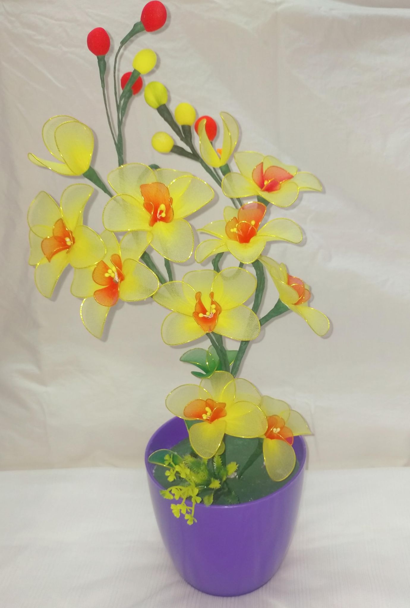 Yellow Orchids Artificial Flowers (Pot)