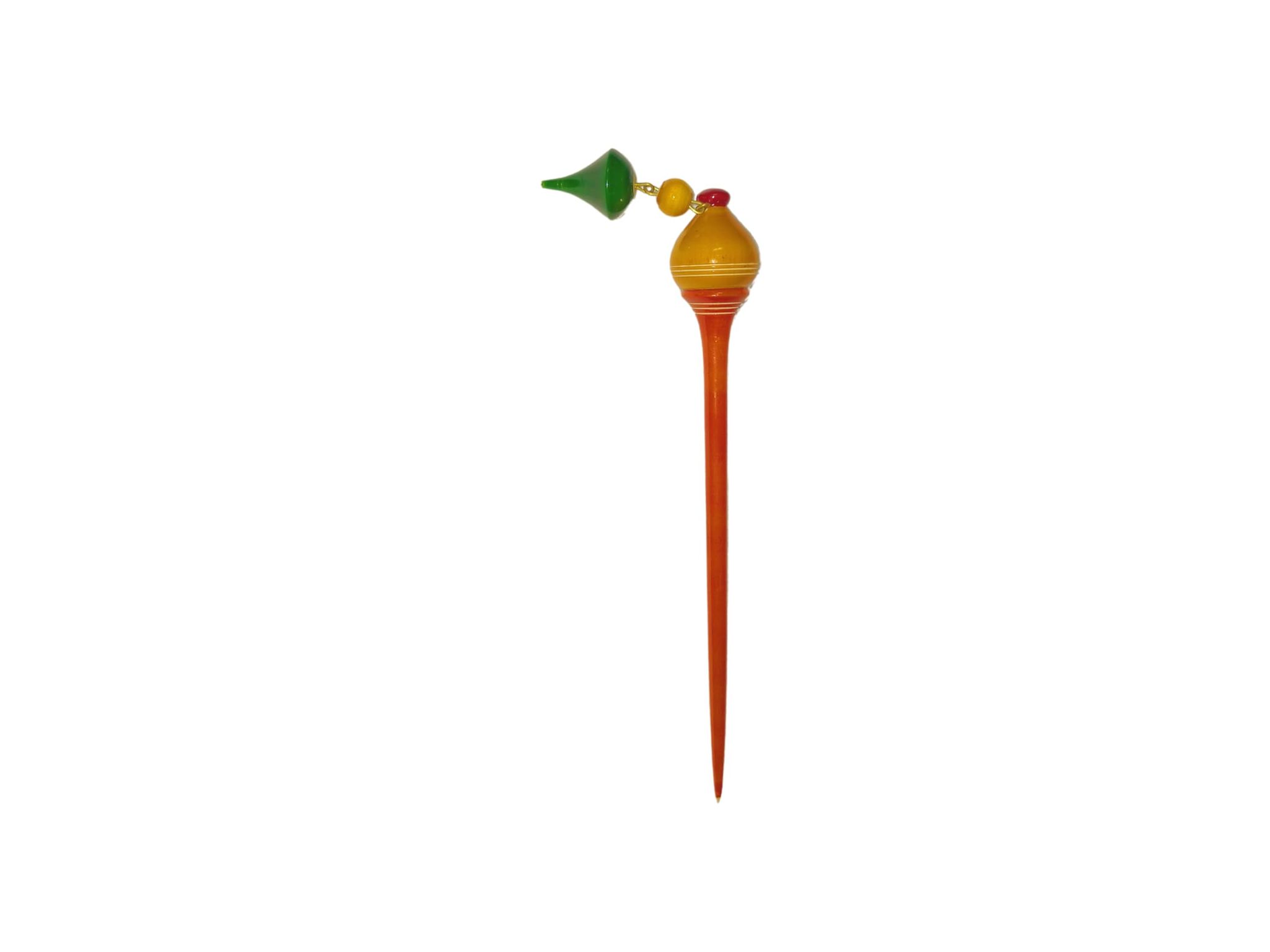 Etikoppaka Wooden Hair Bun Stick (Orange)