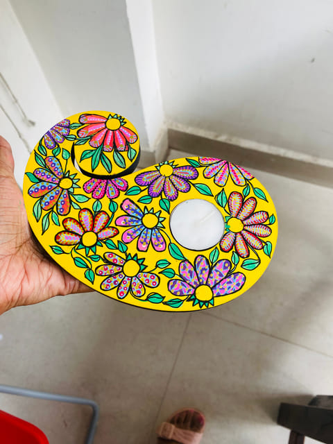 Paisley Candle Holder - Yellow