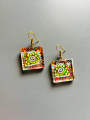 Green-Fields glass Earrings