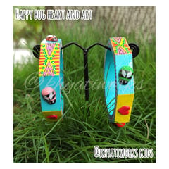 Happy Bug Heart and art ( Teal & Yellow) - Single Piece
