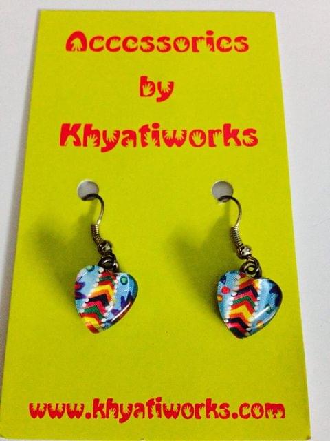 Blue-Ivy Hearts Glass Earrings
