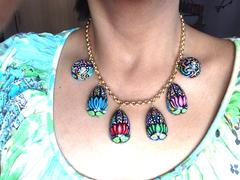 I Love My Lotus Hand Painted Wooden Necklace