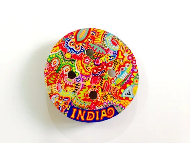 Colorama Button India Wooden Magnet Khyatiworks