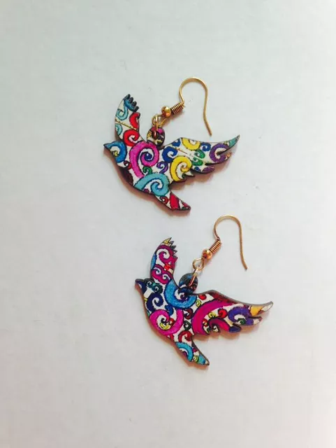 Artwork Wooden Earrings - Florosphere birds