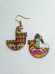 Artwork Wooden Earrings - When Colors Speak Big Bird