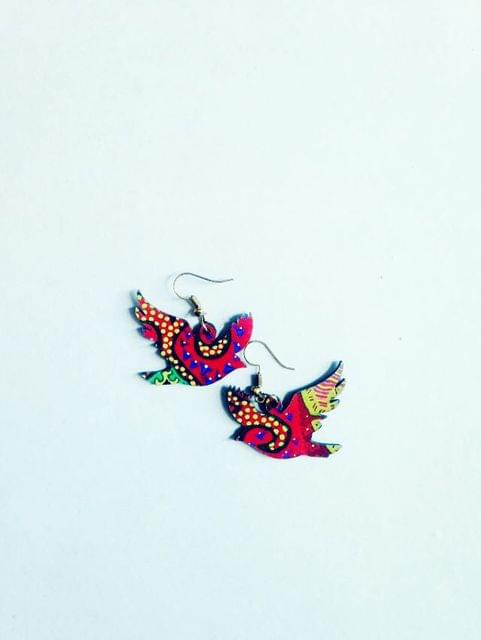 Artwork Wooden Earrings - Ethereal birds