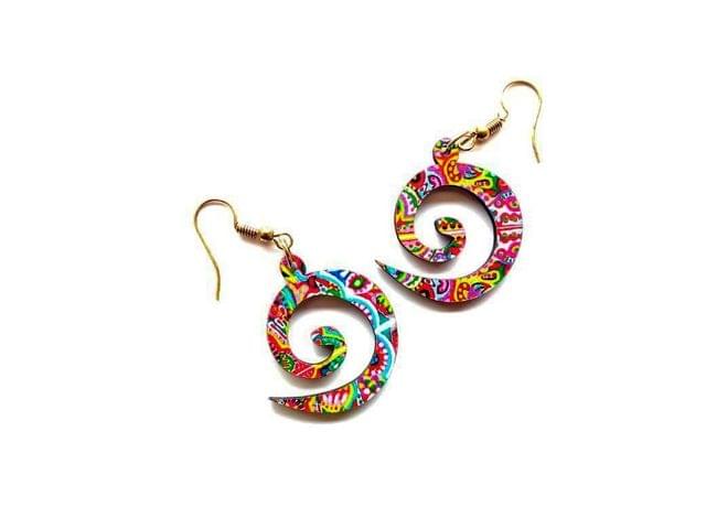 Artwork Wooden Earrings - Spiral earrings in Prisma Clouds Artwork