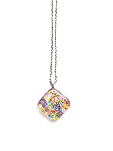 Story of jubilation glass pendant with chain