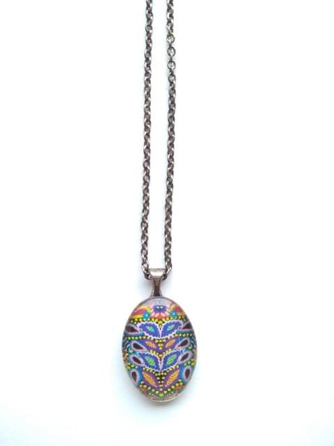 Rainy world glass pendant with chain