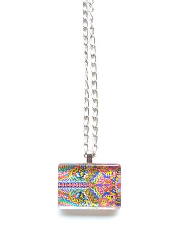 Booming kingdom glass pendant with chain