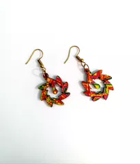 Phulkari Artwork Earrings in Flower shape