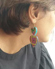 Phulkari Heart Handmade Earrings