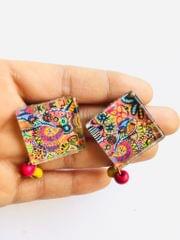 Ehnic-ally Glass Studs with Wooden beads