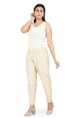 Women's Pant Palazzo Cream Cotton Silk