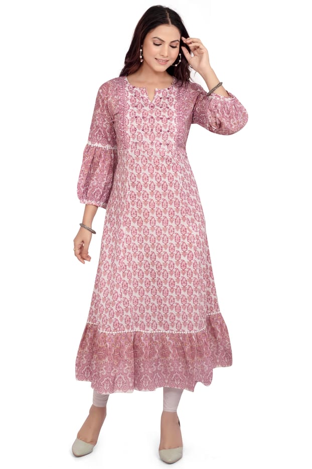 Women's Sabrina Pink Cotton Fusion Dress