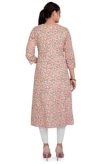 Yadira Pink Jaipuri Cotton Embroidery A-Line Kurta